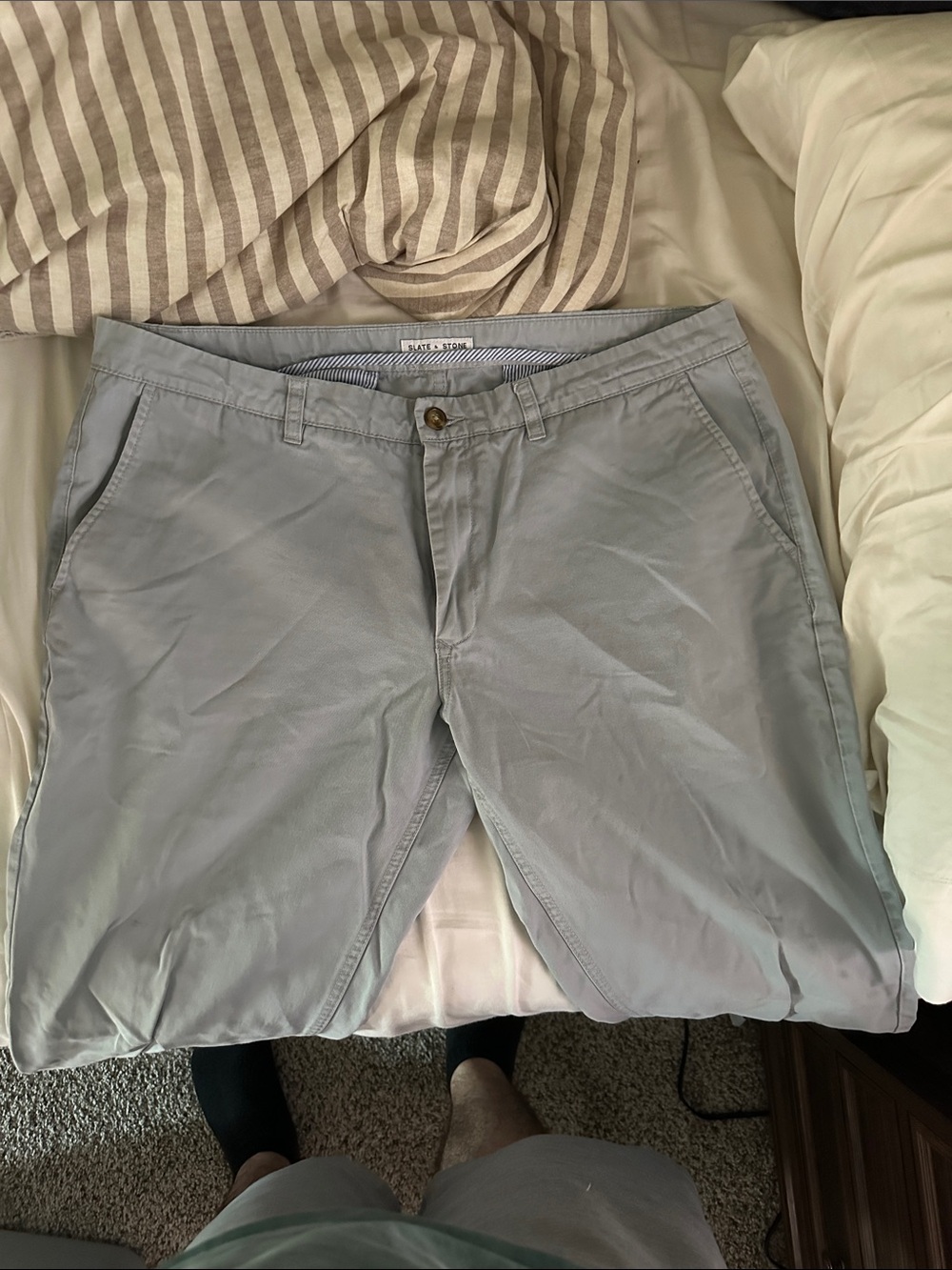 Slate & Stone Light Gray Flat-Front Cotton Chinos